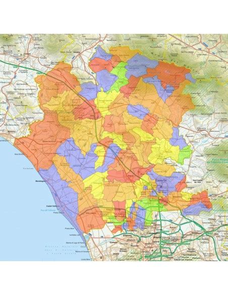 Mappa stradale stilizzata della provincia di Caserta con punti di interesse