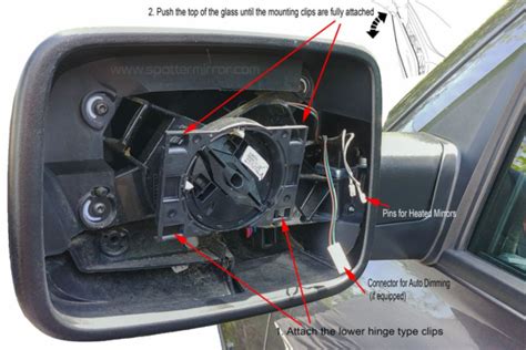 Diagram of a car side mirror disassembly showing turn signal location