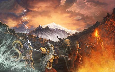 Illustrazione del Ragnarok e del Fimbulvinter nella mitologia norrena