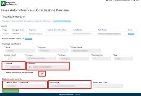 Modulo richiesta domiciliazione bancaria bollo auto