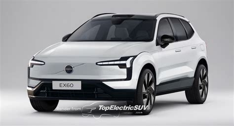 Rendering della futura Volvo EX60 con dettagli del design.