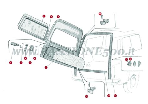 Esploso componenti portellone posteriore auto