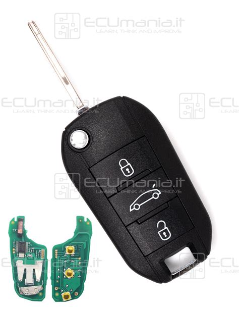 Schema di una chiave telecomando con transponder a codice variabile, evidenziando LED e batteria