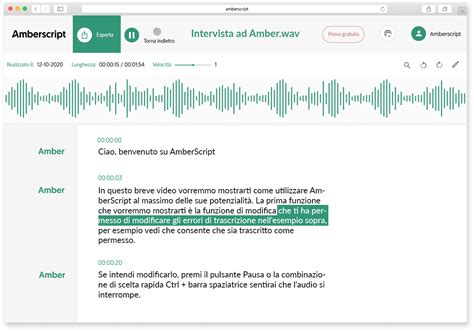 Esempio di trascrizione audio in testo su smartphone