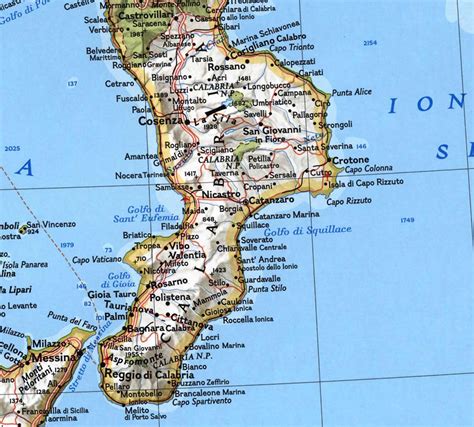 Mappa della Calabria con evidenziata la costa ionica e Cirò Marina