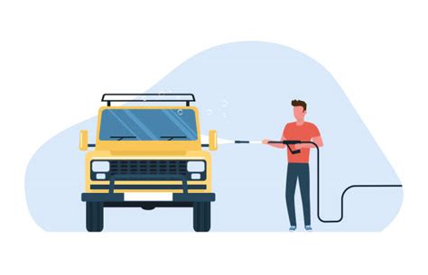 illustrazione di un'auto pulita in un autolavaggio moderno