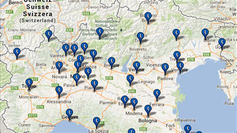 Mappa delle colonnine di ricarica in Italia