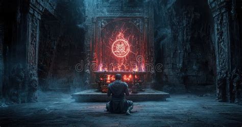 illustrazione di una figura enigmatica in un ambiente misterioso