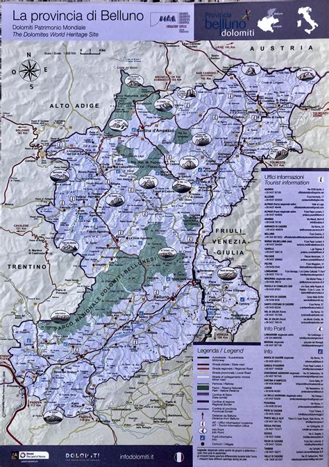 Mappa della provincia di Belluno con le città menzionate