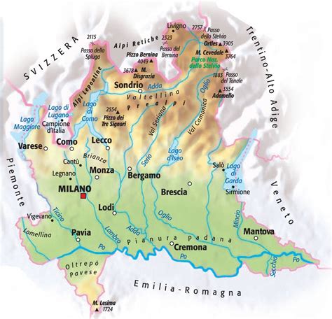 Mappa della Lombardia con evidenziata Cernusco Lombardone e Verderio come poli industriali