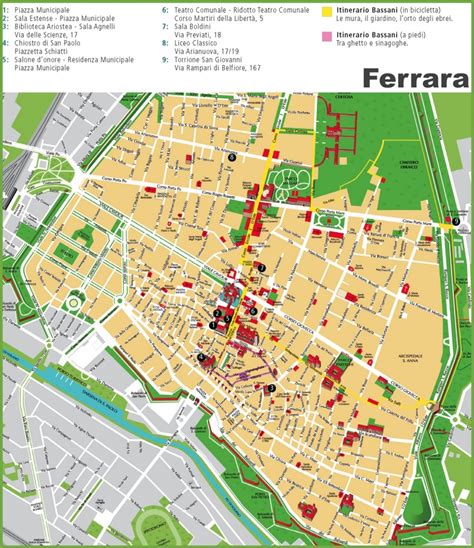 Mappa di Ferrara con punti di interesse motociclistico