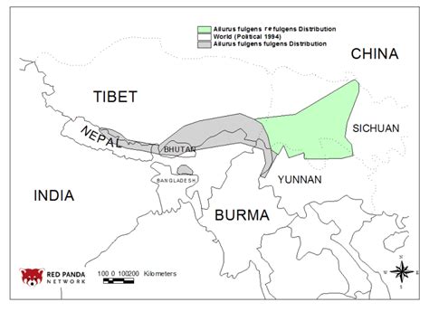 Mappa che illustra la distribuzione geografica del panda rosso nelle foreste dell'Himalaya.