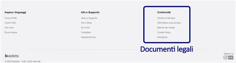 Documenti legali e privacy policy