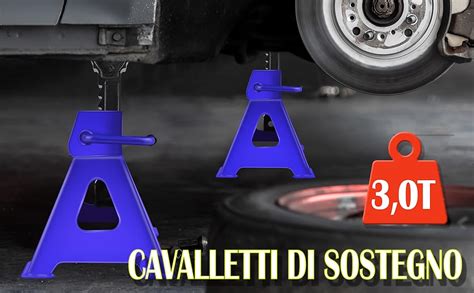Veicolo sollevato in sicurezza con cavalletti