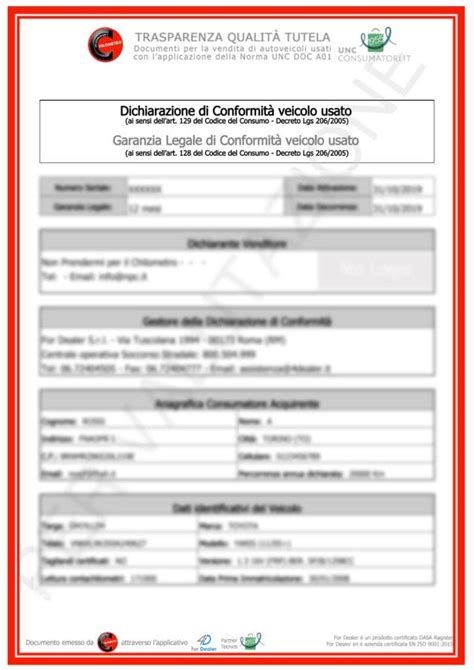 Documento Certificato di Conformità