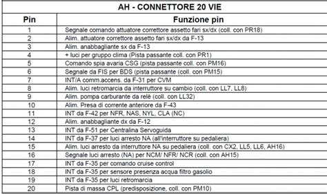 Diagramma connettori Body Computer Grande Punto