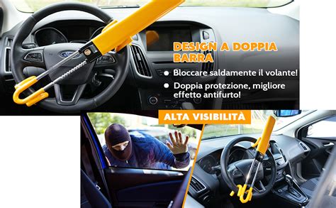 Immagine di un blocca sterzo a bastone di colore giallo brillante