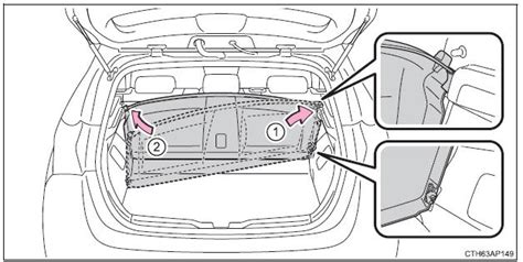 Schema del vano bagagli della Lexus CT 200h con vani nascosti