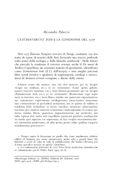 La condanna di Parigi del 1277 da parte di Étienne Tempier