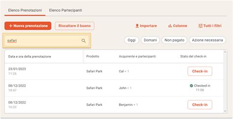 Interfaccia di prenotazione online Setmore
