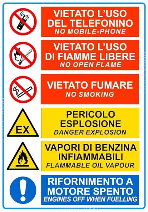 Segnaletica di sicurezza distributore benzina