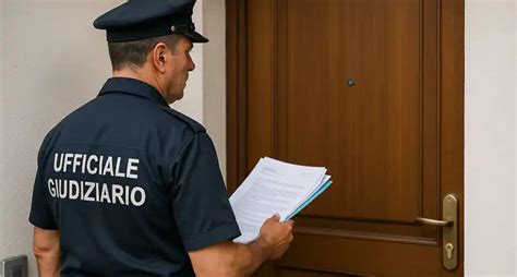 Ufficiale giudiziario durante un pignoramento mobiliare