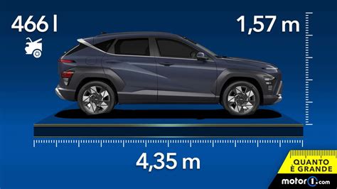 Schema comparativo delle dimensioni della nuova e vecchia generazione di Hyundai Kona