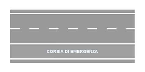 Diagramma di un'autostrada a tre corsie con corsia di emergenza