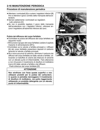 Manuale di officina con schema del corpo farfallato