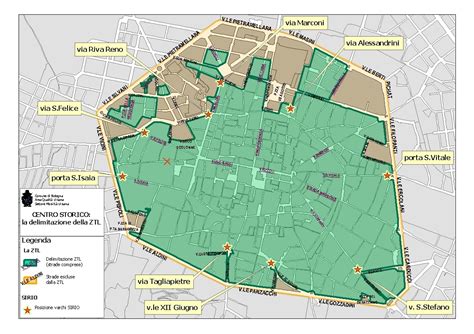 Panoramica della ZTL di Bologna con telecamere ai varchi