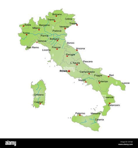 Mappa dell'Italia con indicazione delle principali città e concessionari di camper
