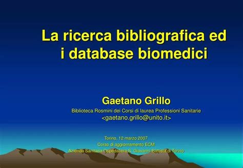 Ricerca bibliografica in database