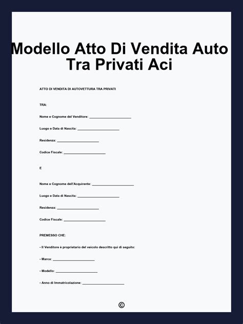 Modulo di atto di vendita con evidenziato lo spazio per l'autenticazione della firma