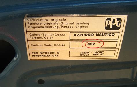 Targhetta codice colore auto