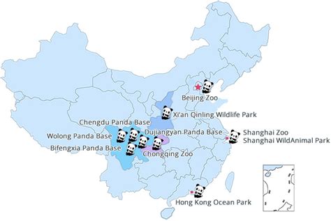 Mappa dell'habitat del Panda Gigante in Cina