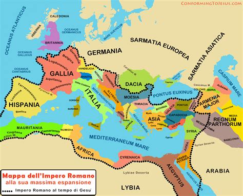 Mappa dell'Impero Romano e della Dacia