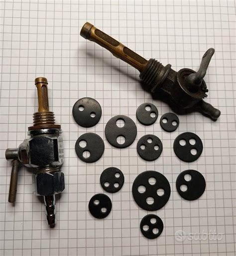 schema esploso di un rubinetto benzina per moto d'epoca con evidenziati i condotti interni