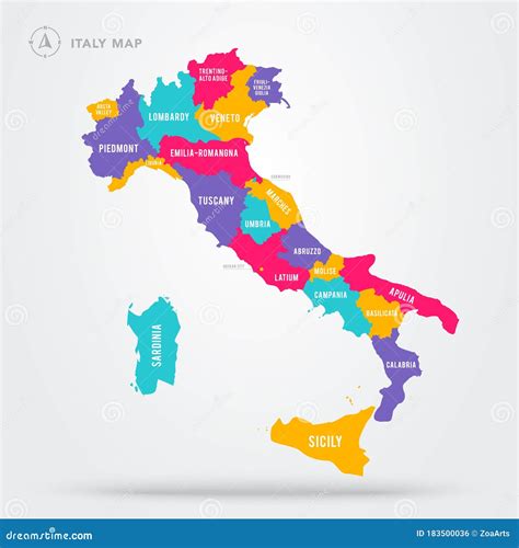 Mappa dell'Italia con indicazione delle regioni agricole