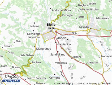 Mappa di Gaglianico con evidenziati i ristoranti menzionati