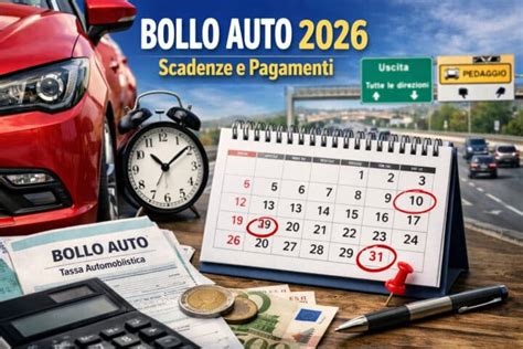 Calendario con le scadenze tipiche del bollo auto