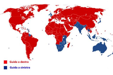 mappa mondiale della guida a destra e sinistra