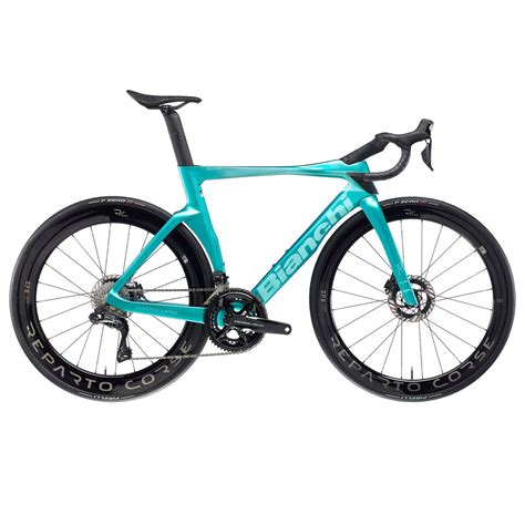 Logo storico Bianchi e bicicletta Celeste