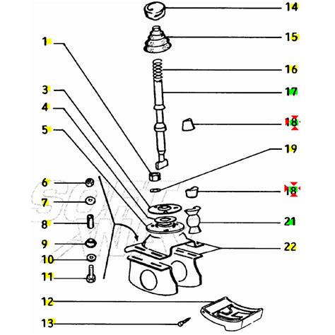 Diagramma esploso della leva cambio