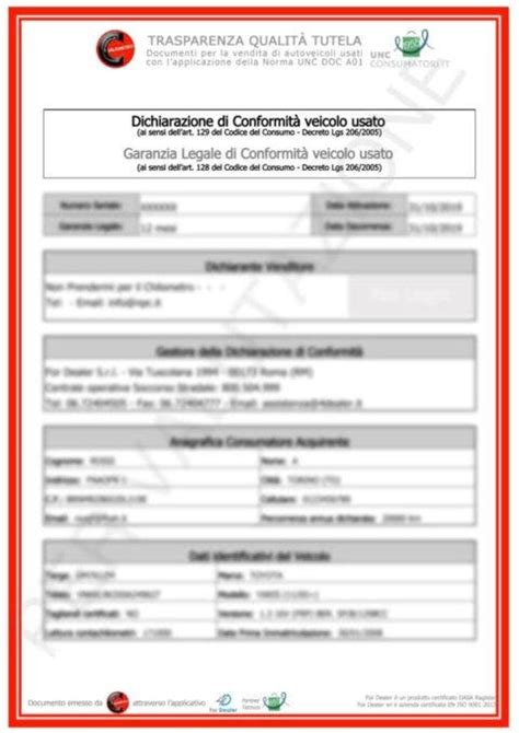 Documenti di certificazione auto