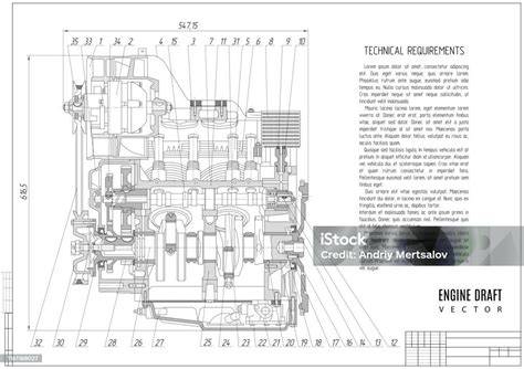 Disegno tecnico del motore Fiat 500 a due cilindri paralleli
