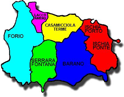 Mappa dell'isola di Ischia con i principali comuni