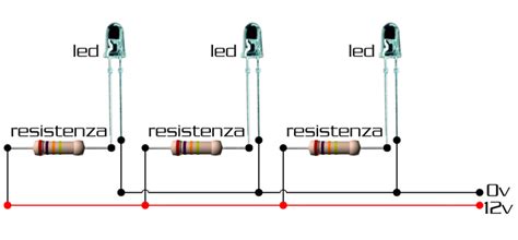 Schema collegamento LED con resistenza in auto
