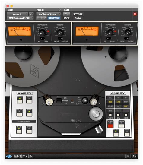 Schermata di un plug-in DAW con emulazione di nastro