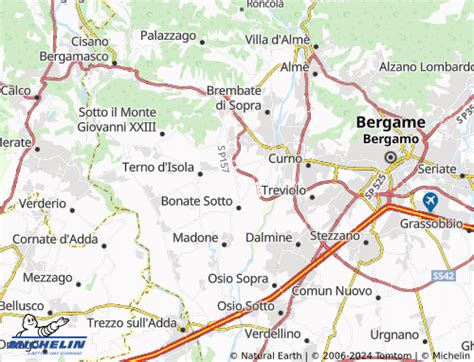 Mappa di Bonate Sopra con evidenziata la posizione di Pneumatici Angioletti