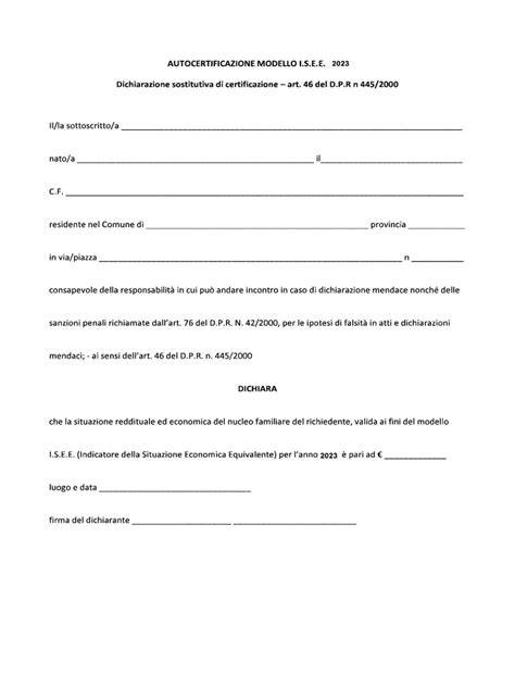 Autocertificazione non circolazione veicoli